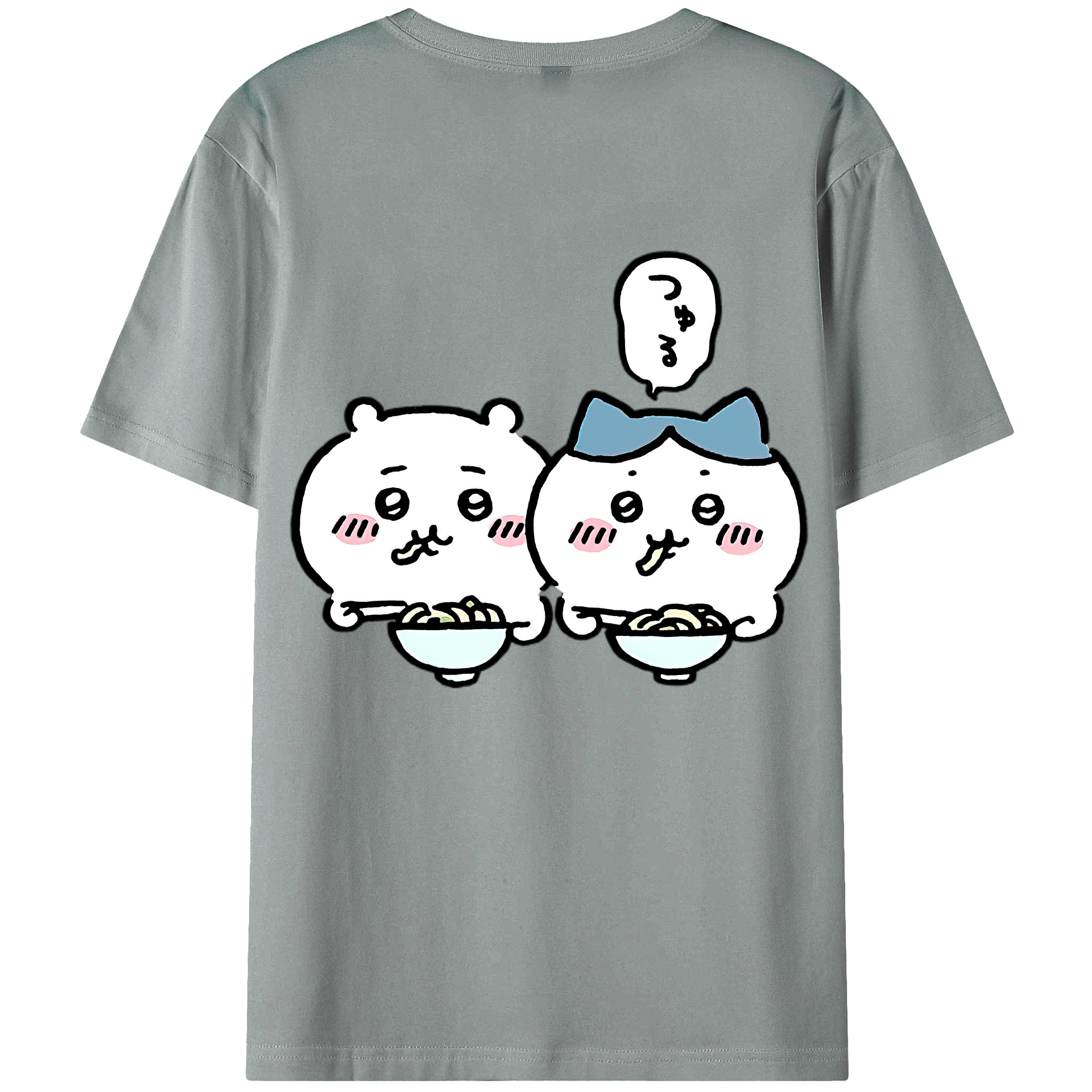 （画像用） ちいかわ ハチワレ Chii-kawa hachiware 綿100％ メンズ半袖Tシャツ（バックプリント） 通気性